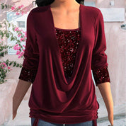 Top Dames | Glitter Pailletten & Flatterende Draped Look