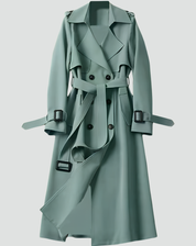 Dames Regenbestendige Lange Trenchcoat Met Ceintuur