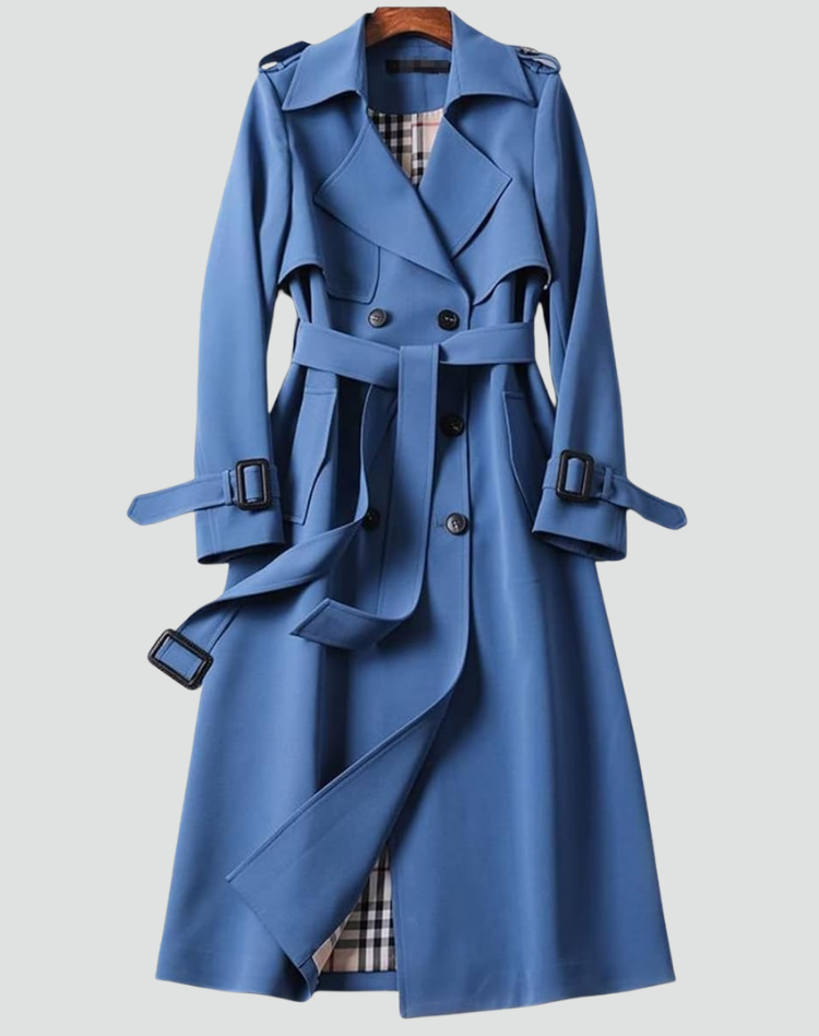 Dames Regenbestendige Lange Trenchcoat Met Ceintuur