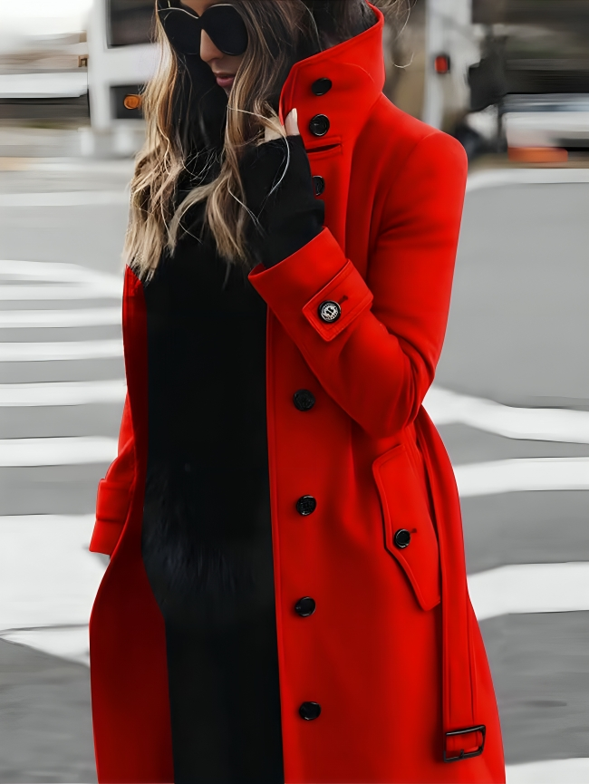 Trench-coat élégant pour femmes avec col montant et ceinture