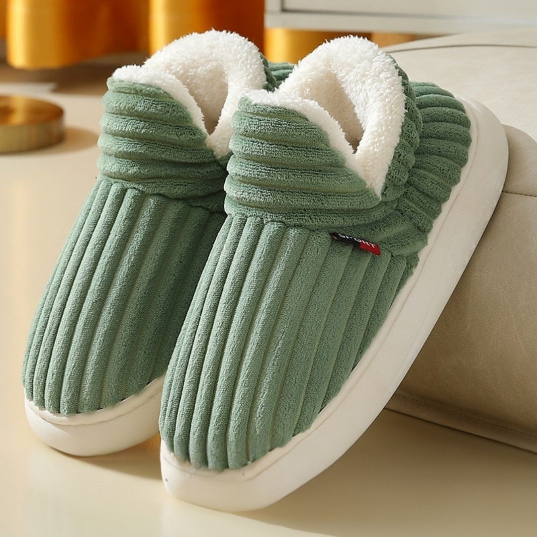 Winter Comfortable Ribbed Slippers for Women