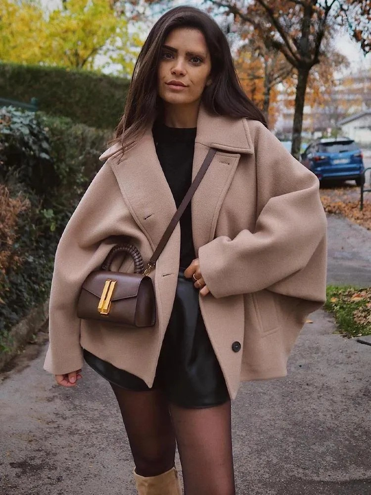Elegante Vrouwen Oversized Winter Peacoat Jas Met Knoopsluiting