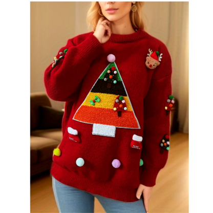 Winter Gebreide Kersttrui Zacht en Comfortabel voor Vrouwen
