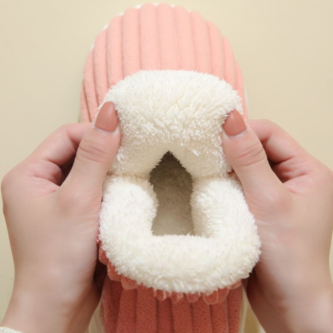 Winter Comfortable Ribbed Slippers for Women