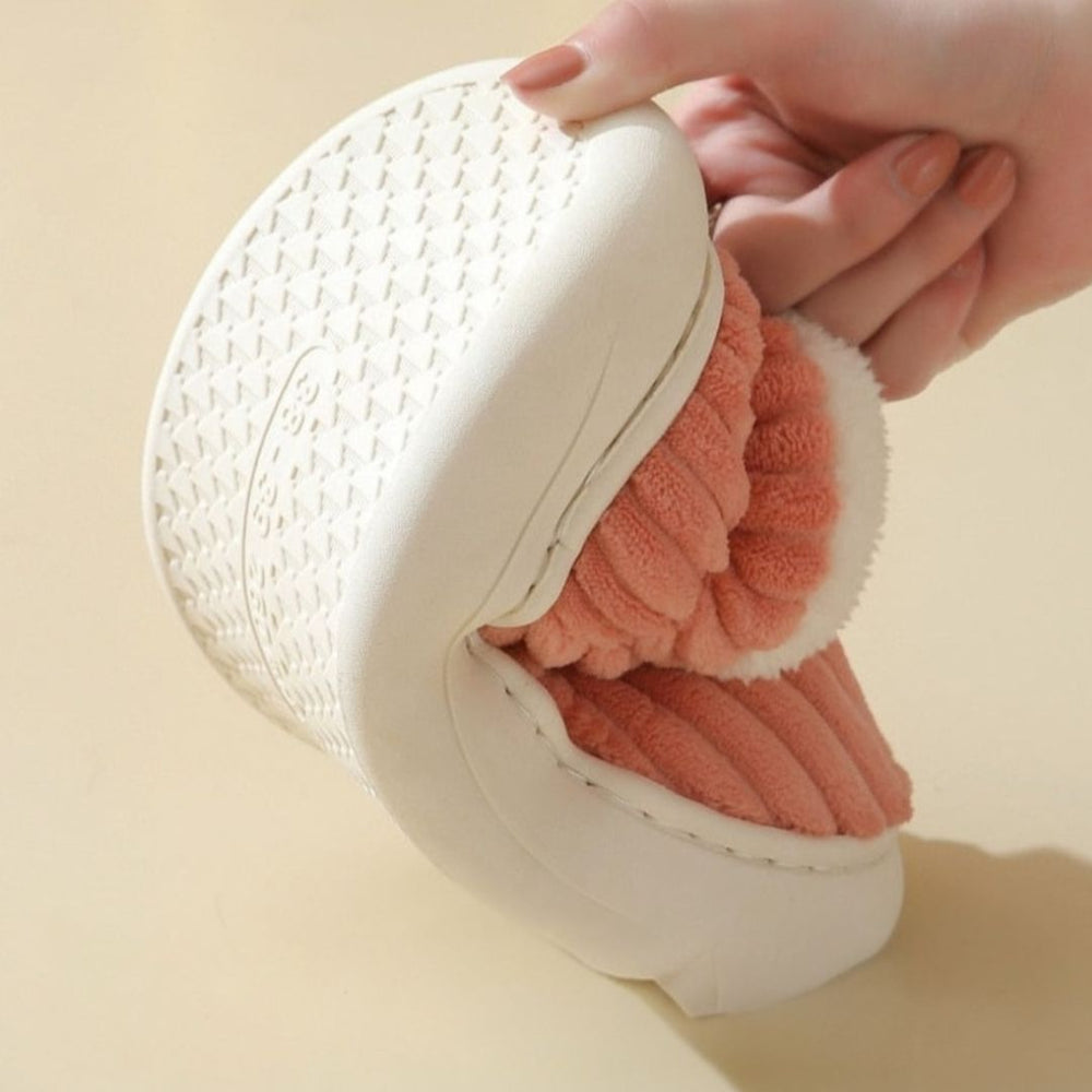 Chaussons d'hiver confortables avec texture côtelée pour femmes