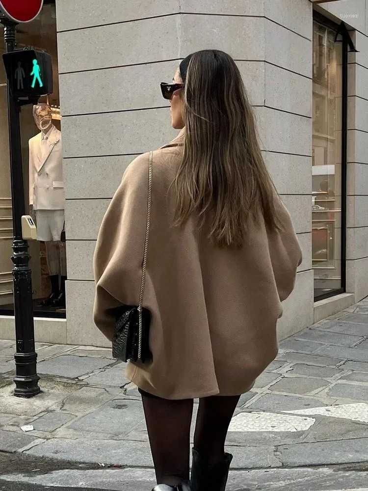Elegante Vrouwen Oversized Winter Peacoat Jas Met Knoopsluiting