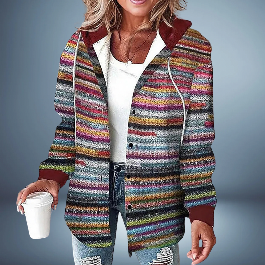Geruite Oversized Jas met Capuchon voor Vrouwen