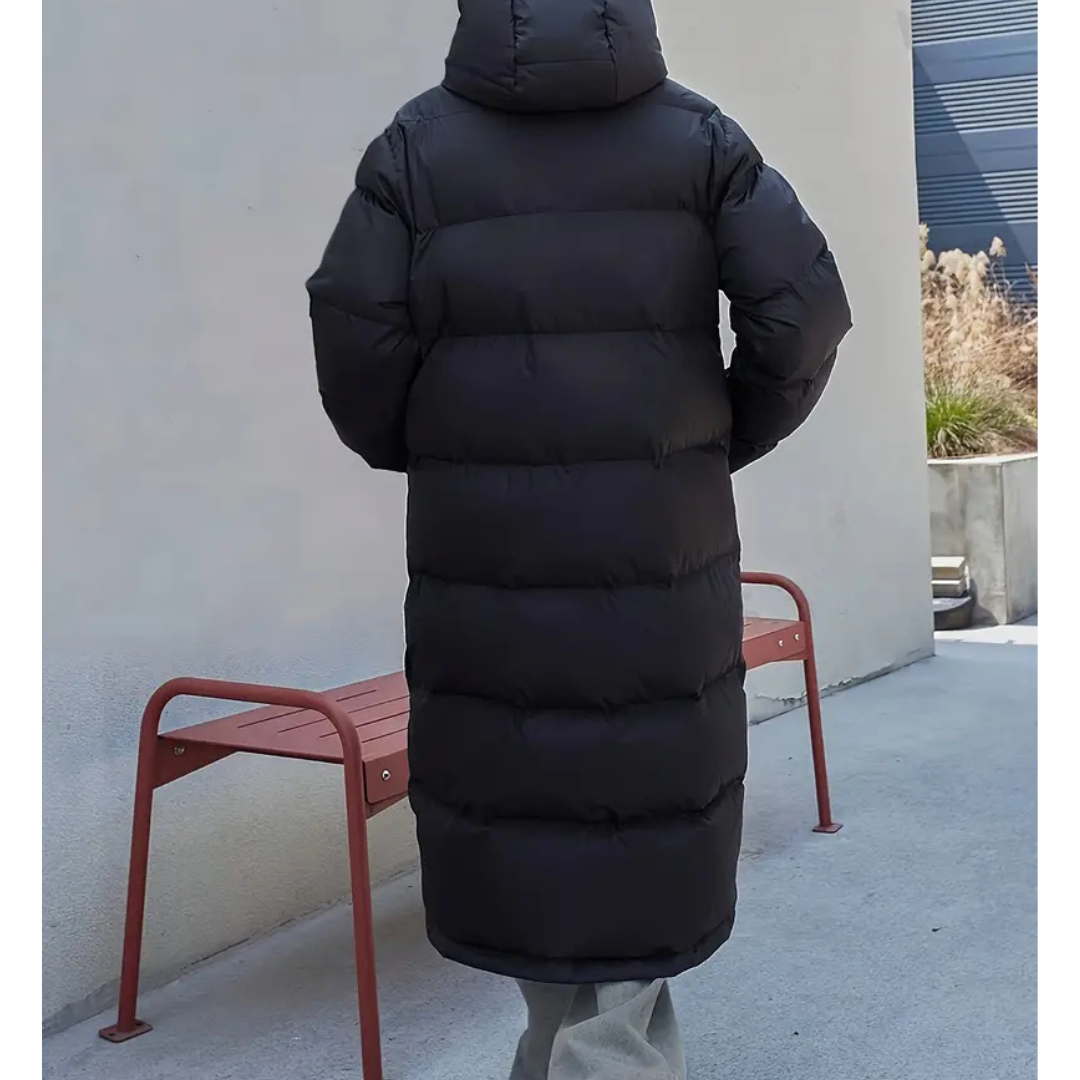 Puffer Winterjas met Capuchon en Rits voor Dames Lang Model