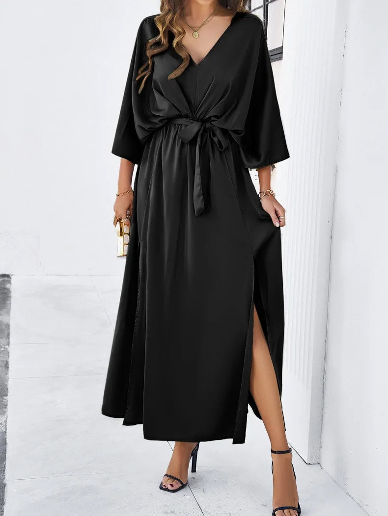 Ghislaine - Elegante V-hals midi jurk