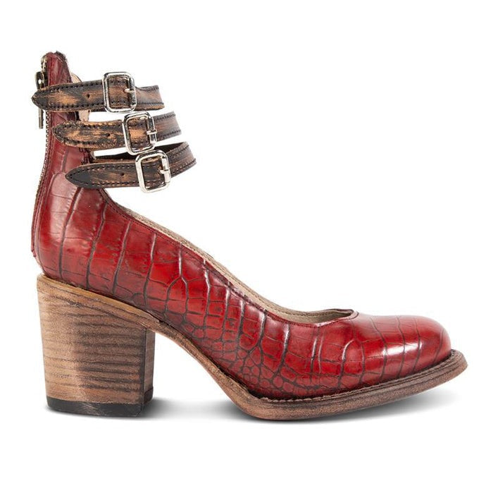 Vintage Women's Pumps with Strap Buckles and Block Heel