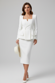 Vanessa | Dames Blazer en Rok Set met Vierkante Halslijn 0