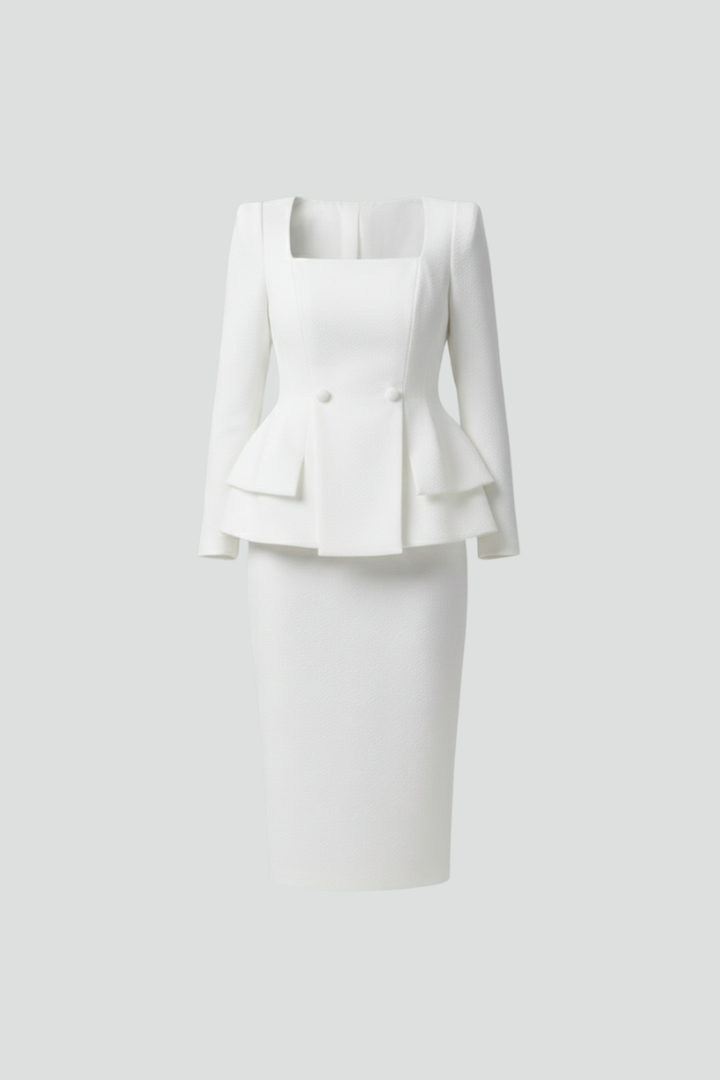 Vanessa | Dames Blazer en Rok Set met Vierkante Halslijn 1