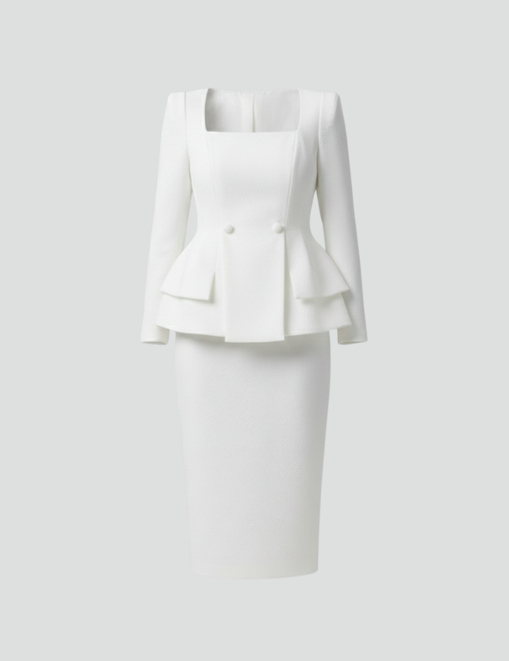Vanessa | Dames Blazer en Rok Set met Vierkante Halslijn 1