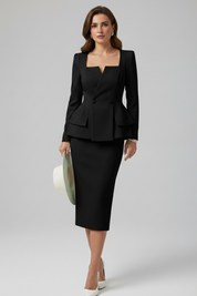 Vanessa | Dames Blazer en Rok Set met Vierkante Halslijn 4