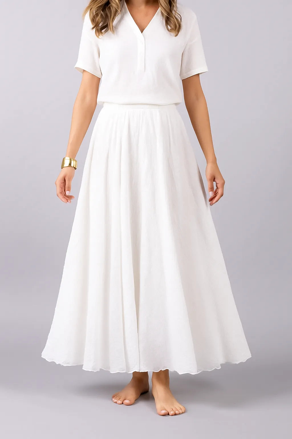 Elegant Airy Maxi Skirt with Flowy A-Line Fit