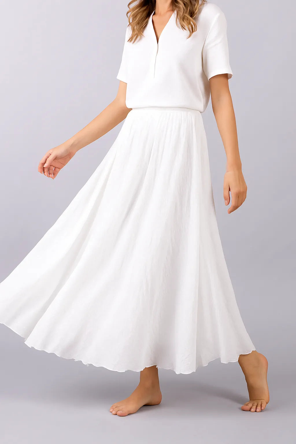 Elegant Airy Maxi Skirt with Flowy A-Line Fit