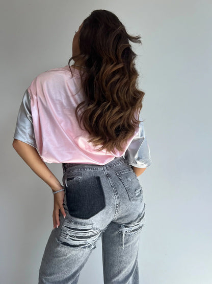 Trendy Hoge-Taille Jeans Voor Dames Met Rechte Pijpen En Ripped Details