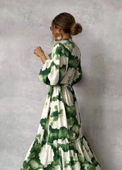 Farah - Maxi Dress with Long Sleeves and Pattern