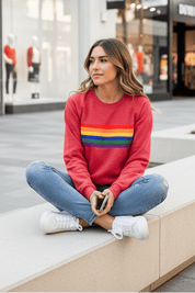 Vintage Rainbow Striped Long Sleeve Sweatshirt for Everyday Comfort 2