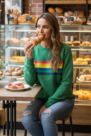 Vintage Rainbow Striped Long Sleeve Sweatshirt for Everyday Comfort 4