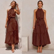 Zomerse Midi Jurk Met Halternek En Losse Pasvorm Voor Dames