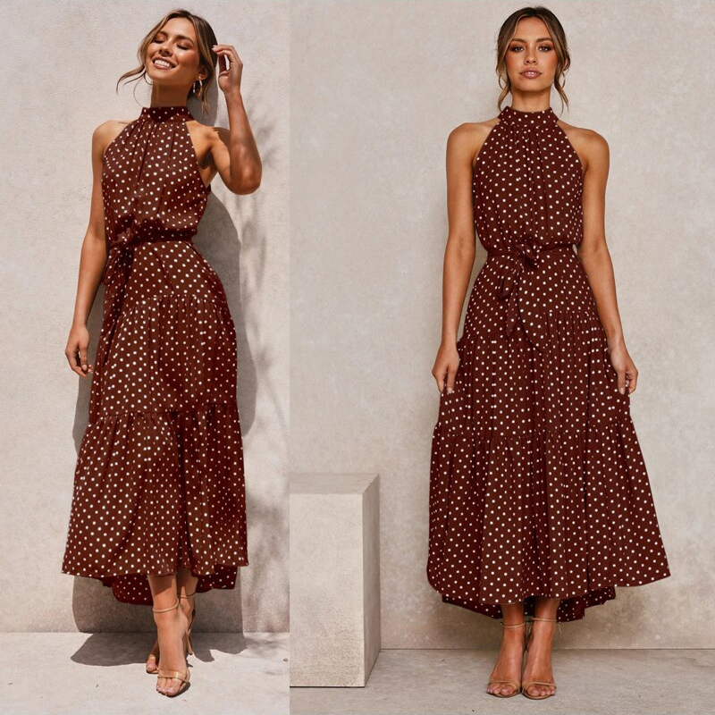 Zomerse Midi Jurk Met Halternek En Losse Pasvorm Voor Dames