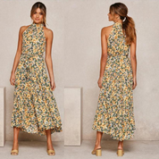 Zomerse Midi Jurk Met Halternek En Losse Pasvorm Voor Dames