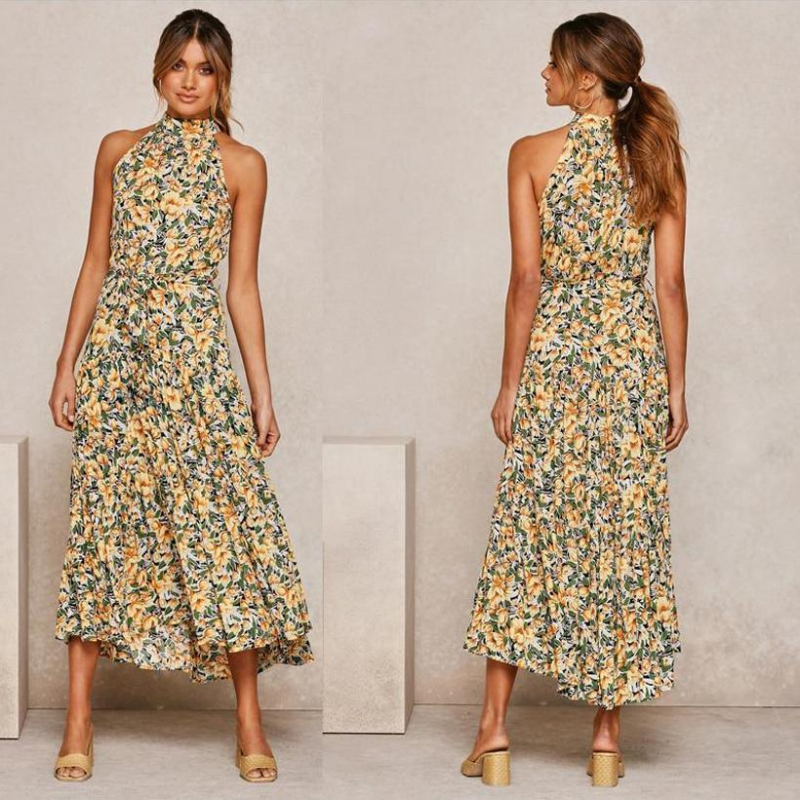 Zomerse Midi Jurk Met Halternek En Losse Pasvorm Voor Dames