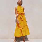 Zomerse Midi Jurk Met Halternek En Losse Pasvorm Voor Dames