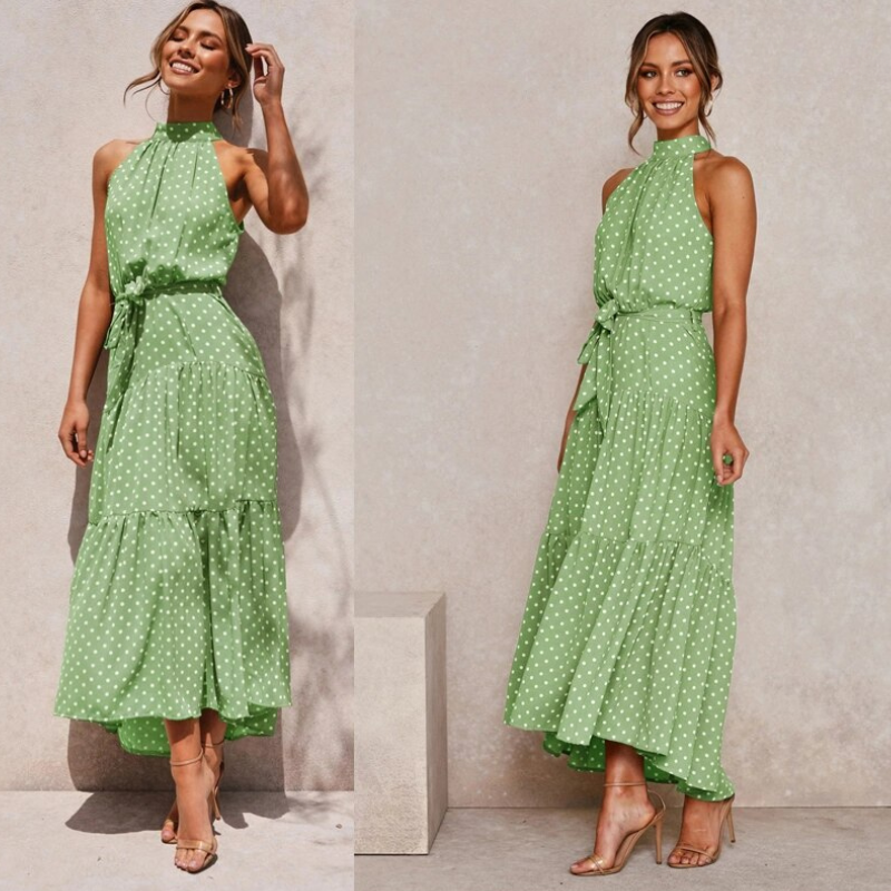 Zomerse Midi Jurk Met Halternek En Losse Pasvorm Voor Dames