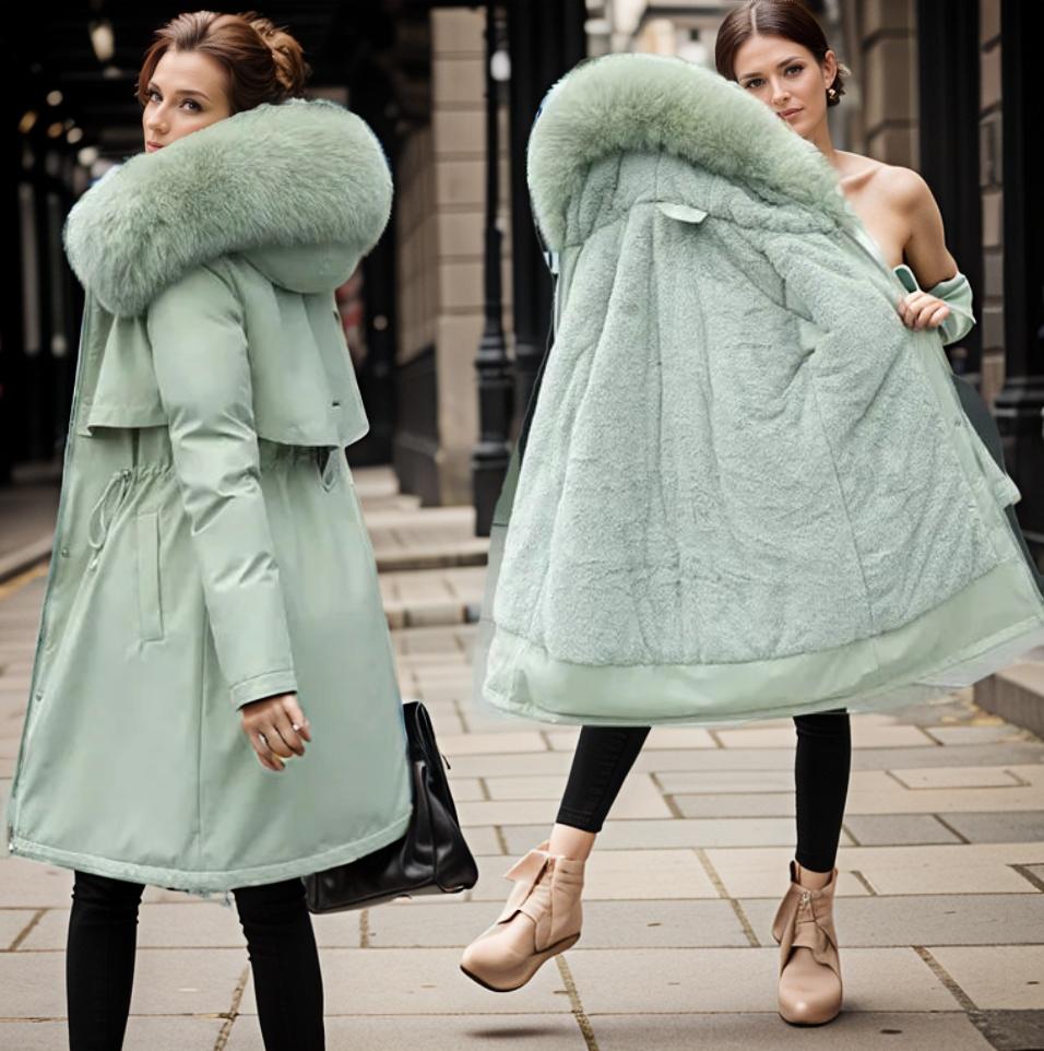 Dames Puffer Winter Jas met Dikke Kraag en Trekkoord Taille