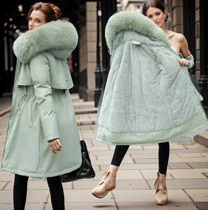 Dames Puffer Winter Jas met Dikke Kraag en Trekkoord Taille