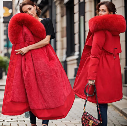 Dames Puffer Winter Jas met Dikke Kraag en Trekkoord Taille