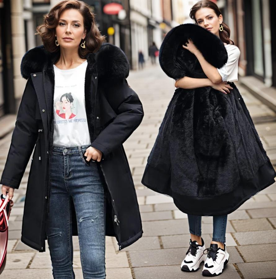 Dames Puffer Winter Jas met Dikke Kraag en Trekkoord Taille