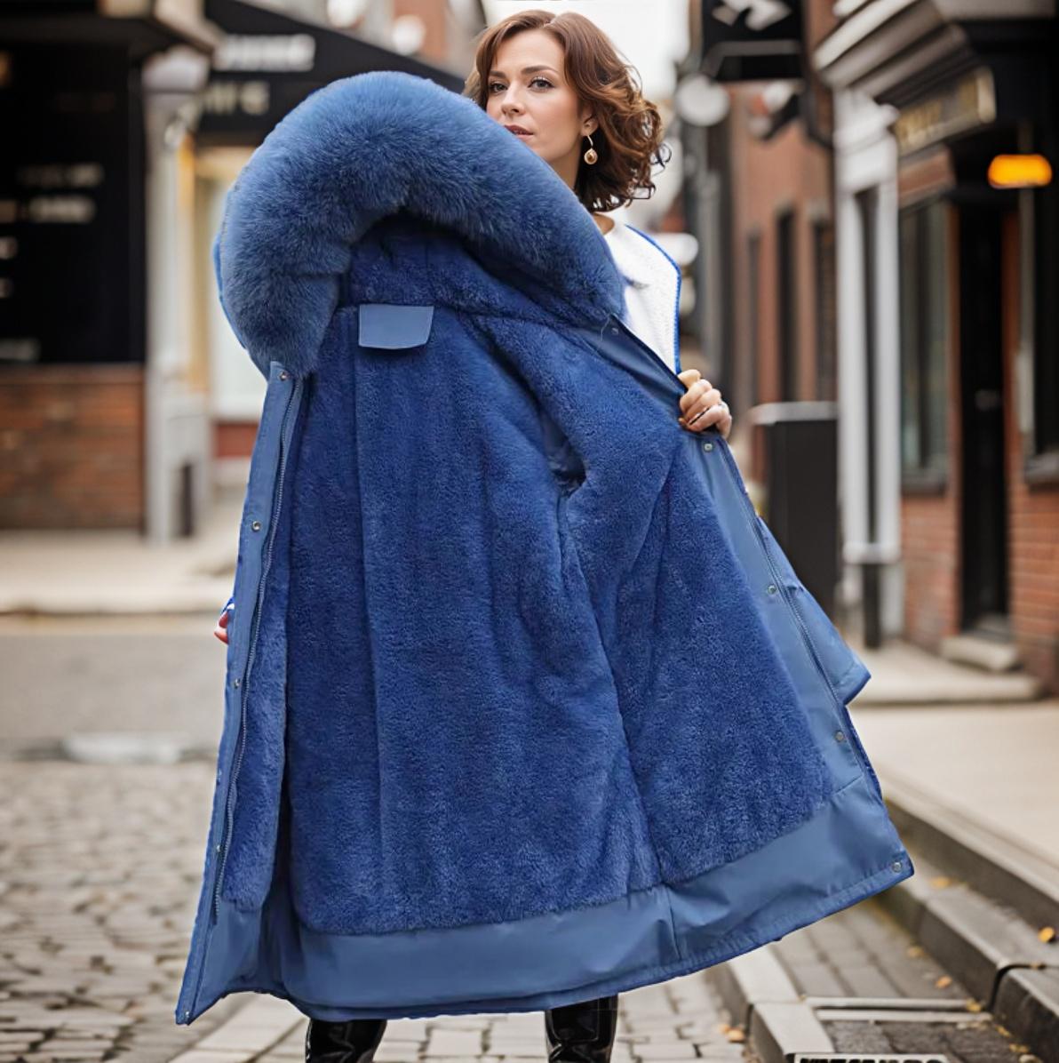 Dames Puffer Winter Jas met Dikke Kraag en Trekkoord Taille