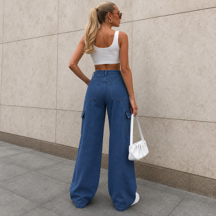 Women's Wide Leg Cargo Jeans High Waist