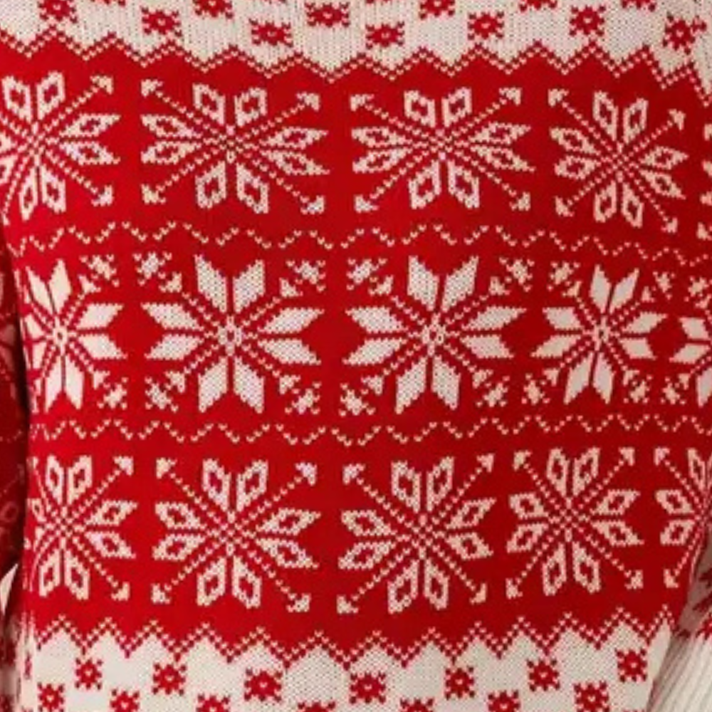 Kersttrui Dames Rood Wit met Sneeuwvlokken Gebreid Warm