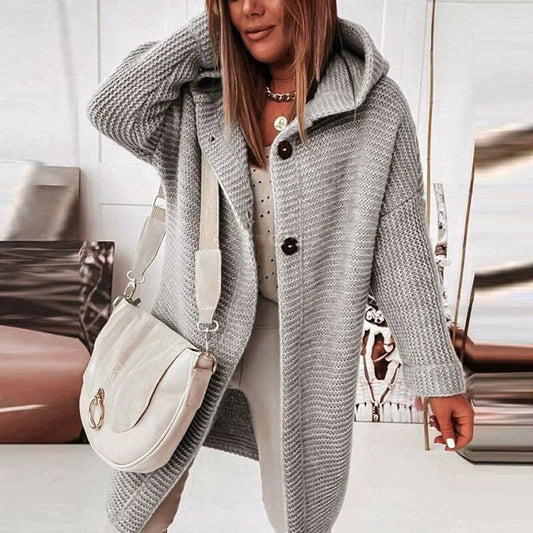 Dames Midi Winterjas met Capuchon en Knoopsluiting