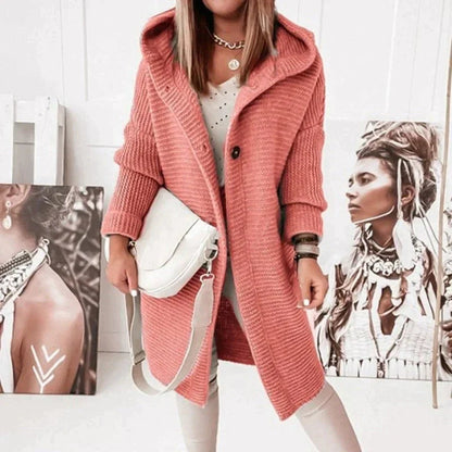 Dames Midi Winterjas met Capuchon en Knoopsluiting