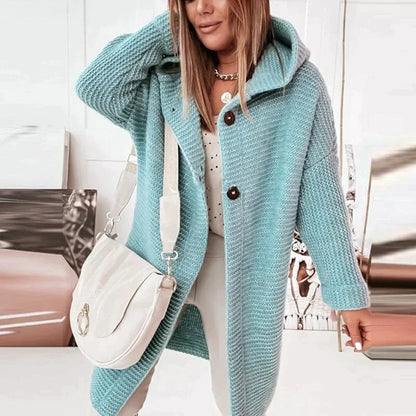 Dames Midi Winterjas met Capuchon en Knoopsluiting