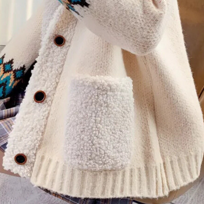 Gebreid Winter Vest met Knopen Fleece Kraag en Zakken voor Dames