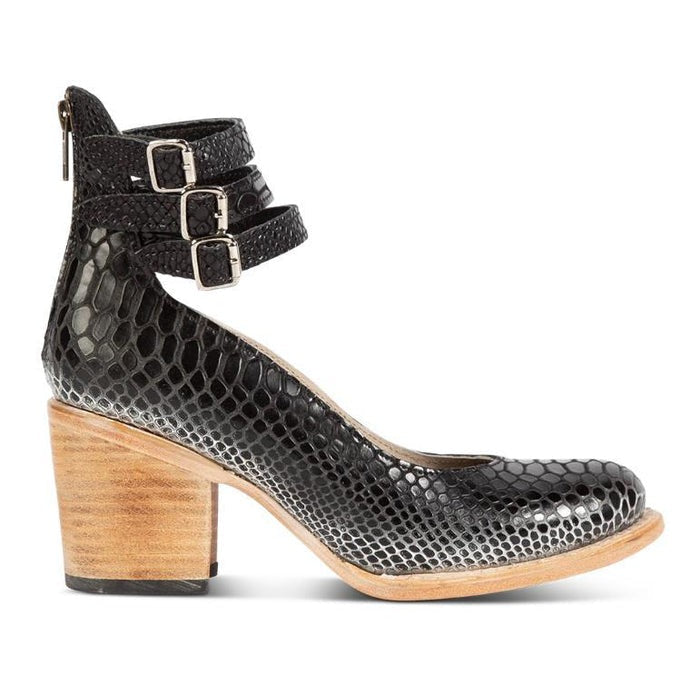 Vintage Women's Pumps with Strap Buckles and Block Heel