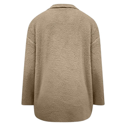 Teddy Winterjas Dames Warm met Knoopsluiting en Grote Zakken