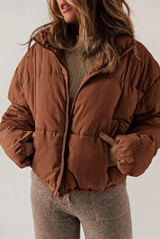 Women's Short Warm Puffer Jacket with Hood
