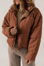 Women's Short Warm Puffer Jacket with Hood