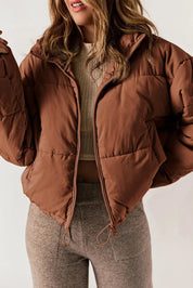 Women's Short Warm Puffer Jacket with Hood