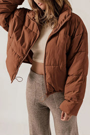 Women's Short Warm Puffer Jacket with Hood