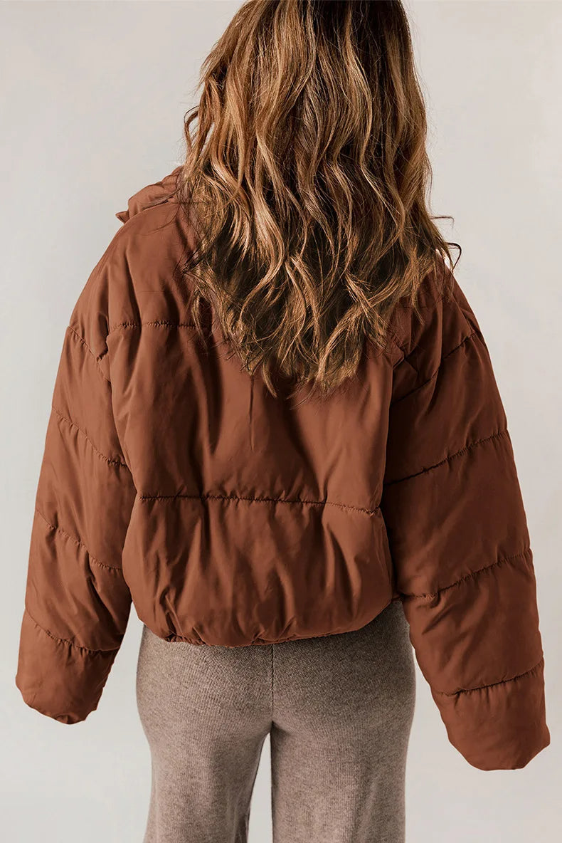 Women's Short Warm Puffer Jacket with Hood