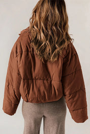 Women's Short Warm Puffer Jacket with Hood