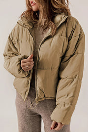 Women's Short Warm Puffer Jacket with Hood